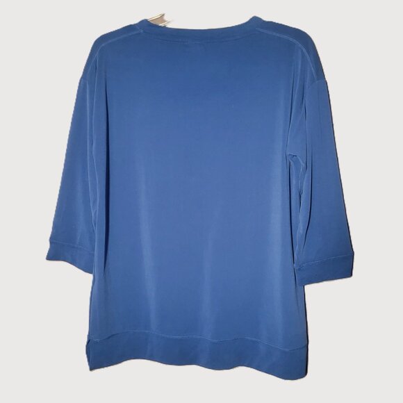 Chico's Zynergy V-Neck Blue Slide Slits 3/4 Sleeve - Size 0 (fits size 4-6) - Picture 6 of 12